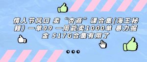 情人节风口 卖“杏商”课合集(海王秘籍) 一单99 一周能卖1000单 暴力掘金 517G合集有用了