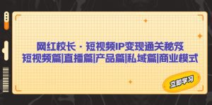 网红校长·短视频IP变现通关秘笈：短视频篇+直播篇+产品篇+私域篇+商业模式