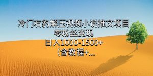冷门右豹解压视频小说推文项目，零粉丝变现，日入1000-1500+。（含教程+软件）