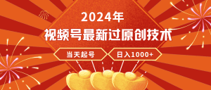 2024年视频号最新过原创技术，当天起号，收入稳定，日入1000+