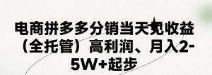 最新拼多多模式日入4K+两天销量过百单，无学费、 老运营代操作、小白福音