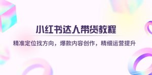 小红书达人带货教程：精准定位找方向，爆款内容创作，精细运营提升